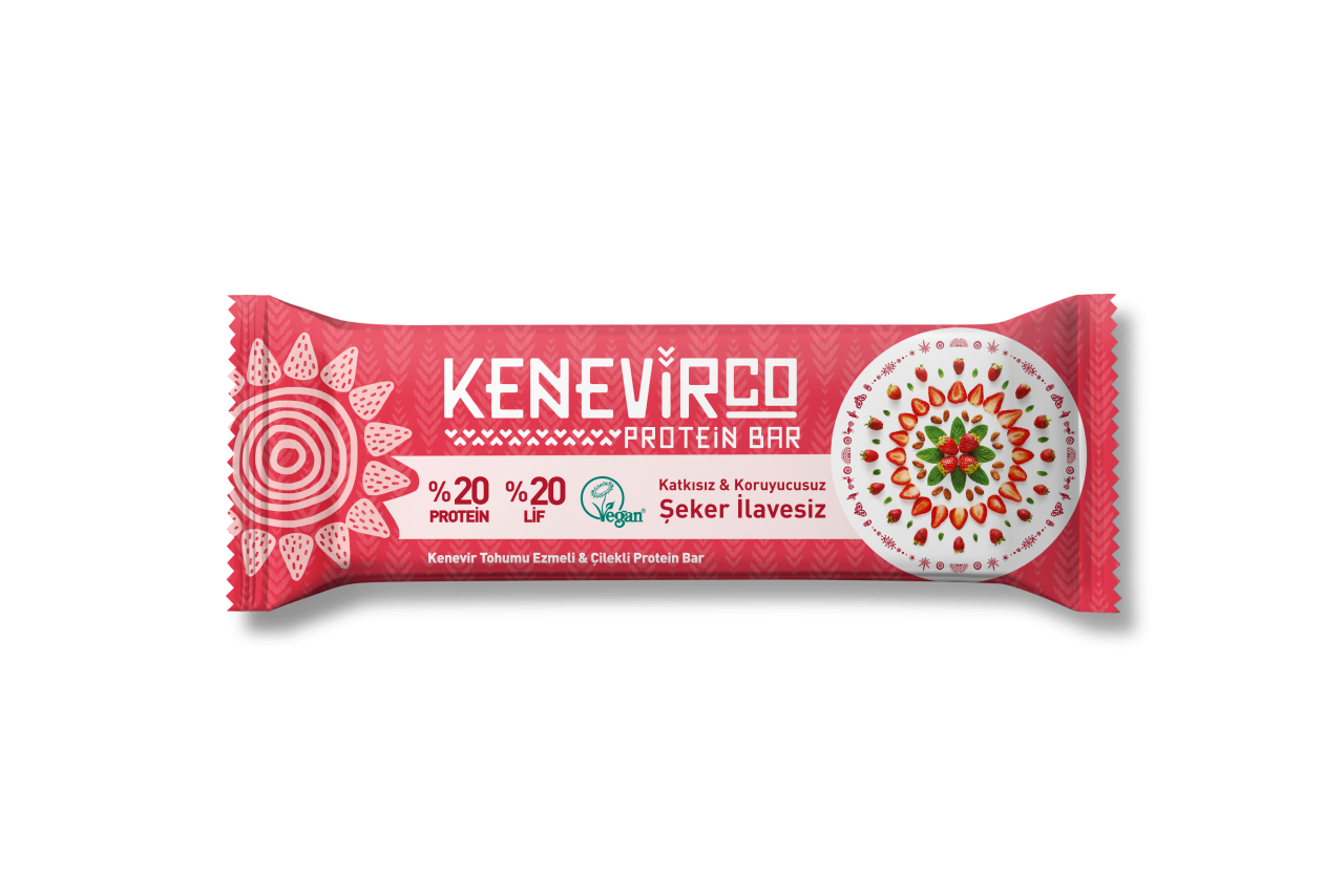 Kenevirco Çilekli Bitkisel Protein Bar 40 g