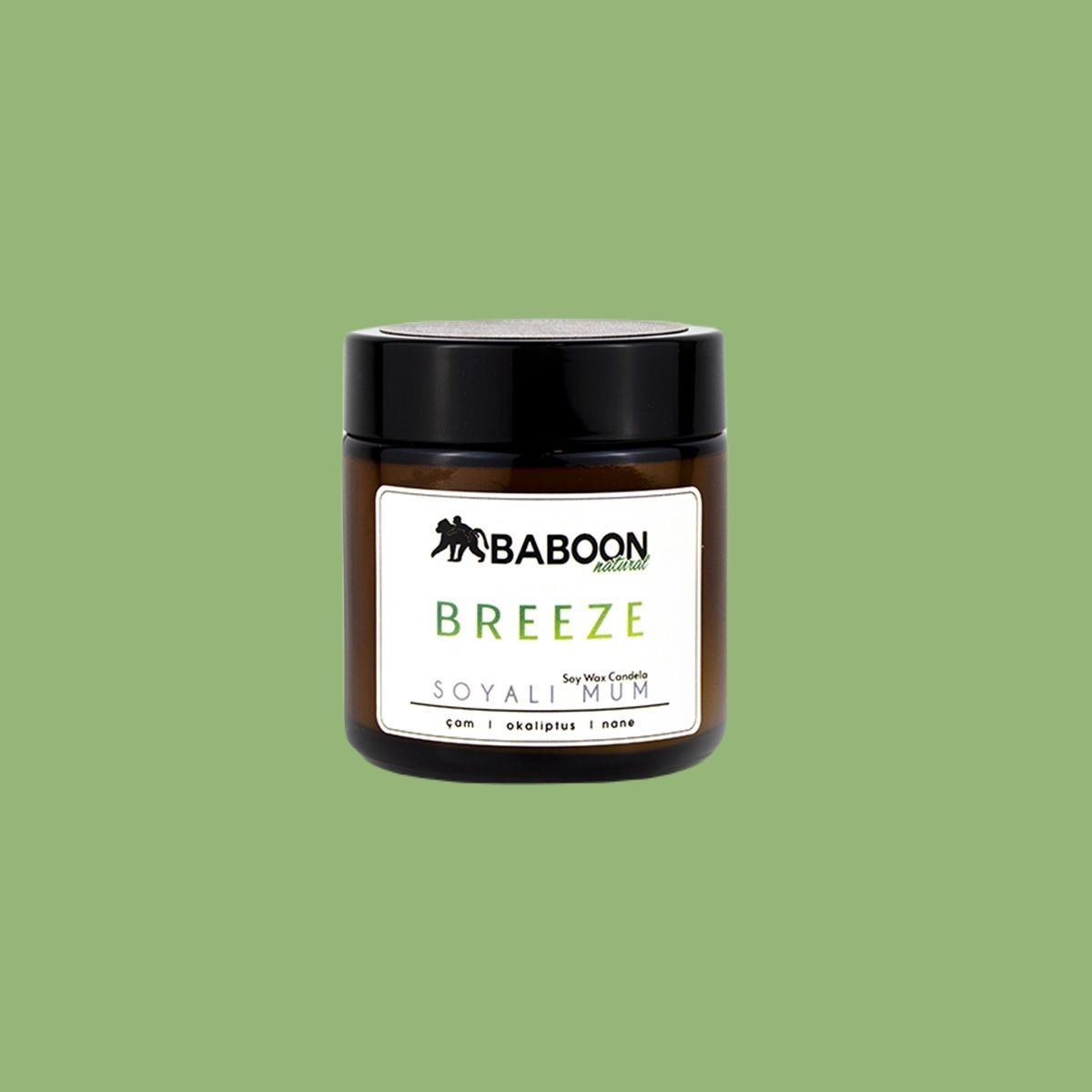 Baboon Breeze Çam & Okaliptus & Nane - Soyalı Mum 100 ml