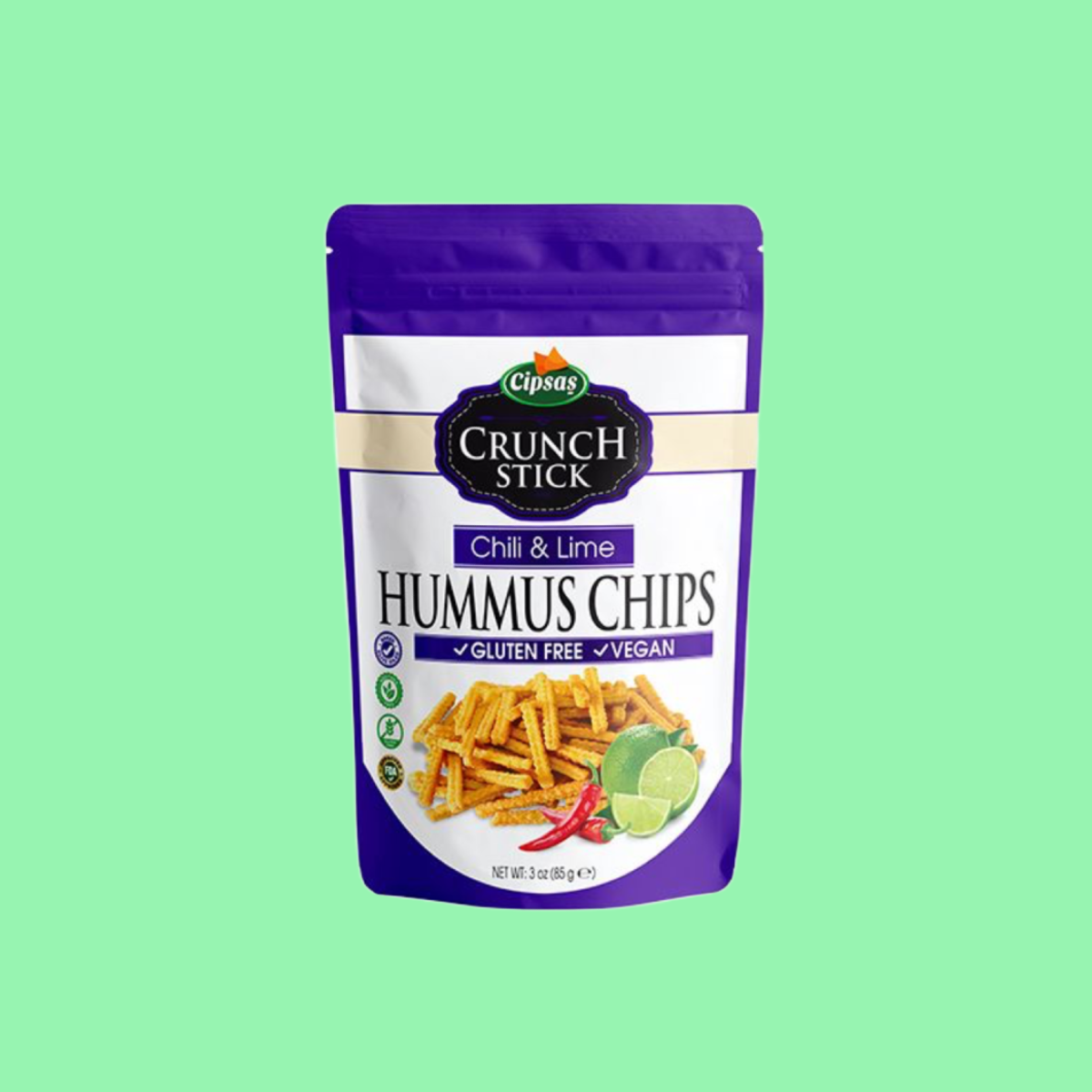 Crunch Stick Acı Biber & Misket Limonu Aromalı Hummus Chips 85 gr