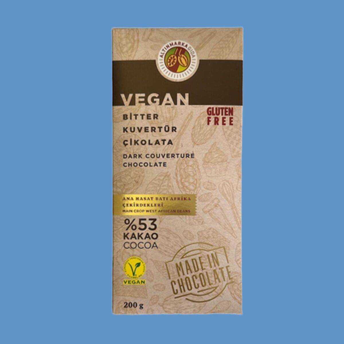 Altınmarka Bitter Kuvertür Vegan Çikolata 200 gr