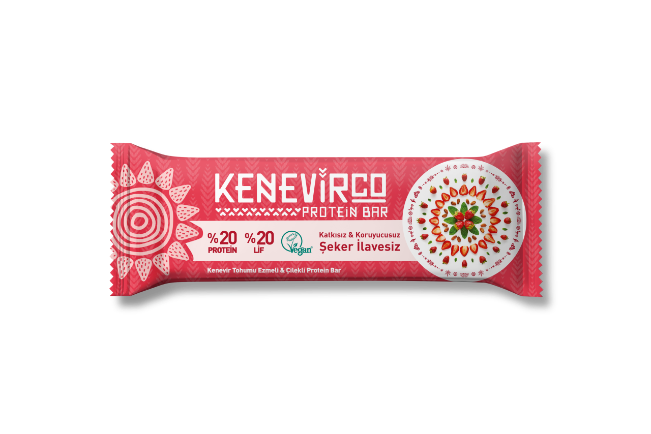 Kenevirco Çilekli Bitkisel Protein Bar 40 g