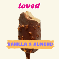 Loved Gelato Çikolata & Badem Kaplı Vanilyalı Çubuk Dondurma 90 gr